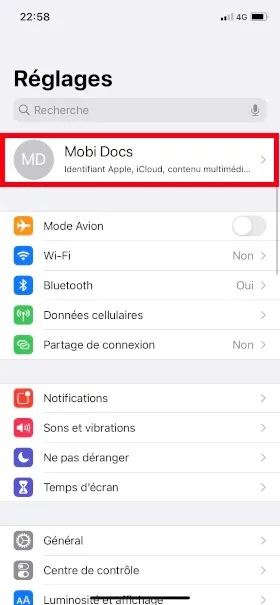 Déconnecter son compte Apple