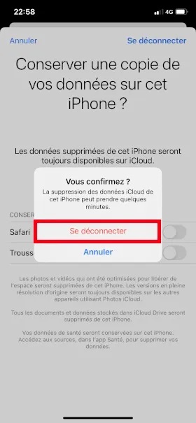 Déconnecter son compte Apple