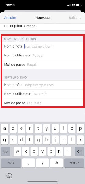 Configuration d’un compte e-mail manuellement