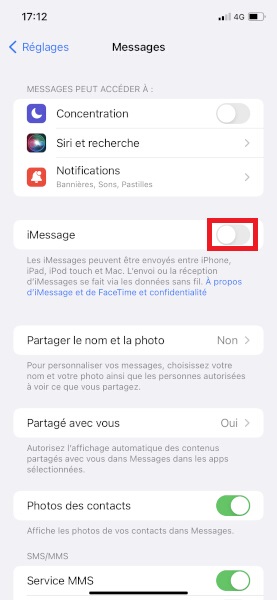 Comment activer le service iMessages ?