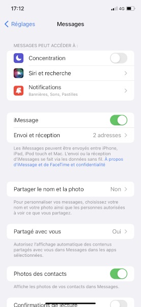 Comment activer le service iMessages ?