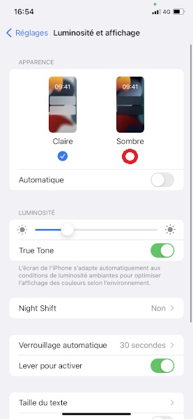 Comment activer le mode sombre ?