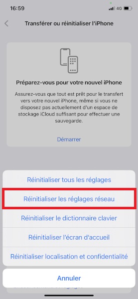 Effectuer une réinitialisation des réglages réseaux.