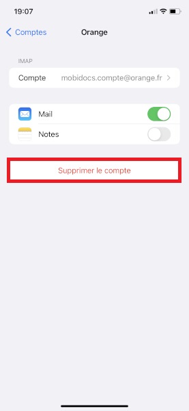 Supprimer un compte e-mail sur iPhone