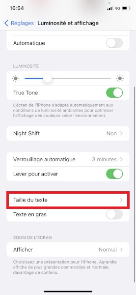 Changer la taille du texte.