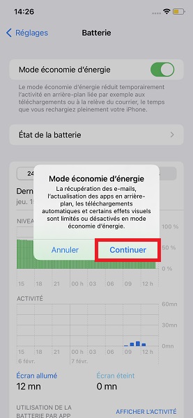 Activer l’économie d’énergie et la charge optimisée