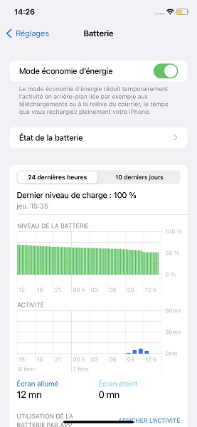 Activer l’économie d’énergie et la charge optimisée