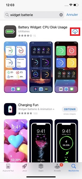 Ajouter un widget batterie sur l’écran d’accueil