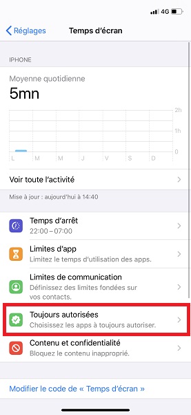 Contenu et confidentialité (contrôle parental)