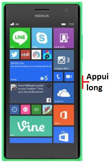 Comment éteindre le Nokia Lumia 735 ?