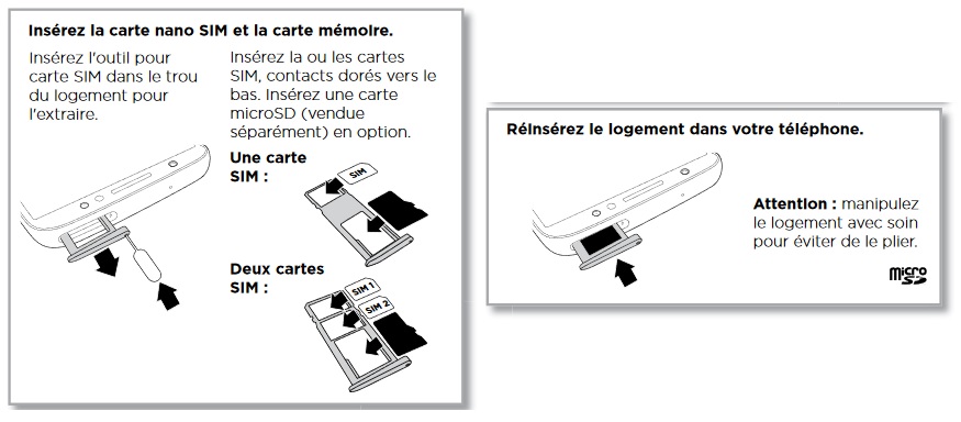 Insérer la carte SIM dans le Motorola G6
