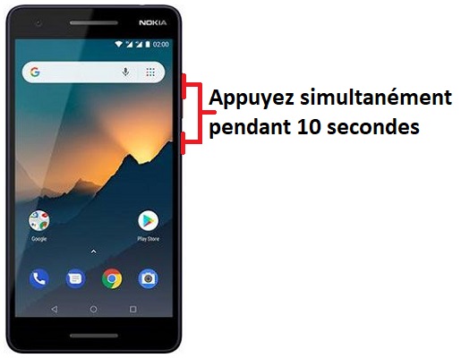 Forcer l'arrêt si le Nokia 2.1 est bloqué