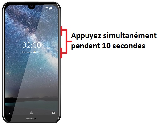 Forcer l'arrêt si le Nokia 2.2 est bloqué