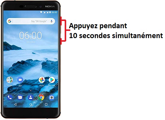 Forcer l'arrêt si le Nokia 6.1 est bloqué