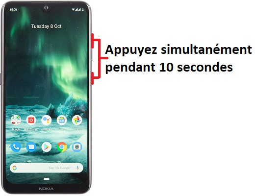 Forcer l'arrêt si le Nokia 7.2 est bloqué