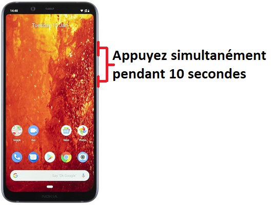 Forcer l'arrêt si le Nokia 8.1 est bloqué