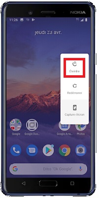 Comment éteindre le Nokia 8 ?