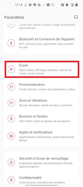 Afficher le pourcentage de batterie sur OnePlus