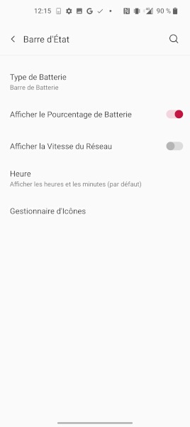 Afficher le pourcentage de batterie sur OnePlus