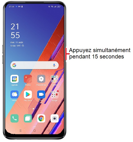 Forcer l'arrêt si le OPPO A54 5G est bloqué