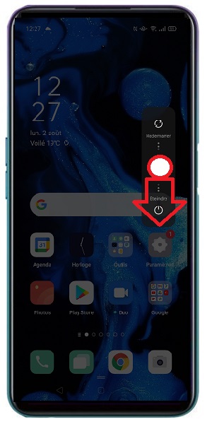 Comment éteindre le OPPO A72 ?