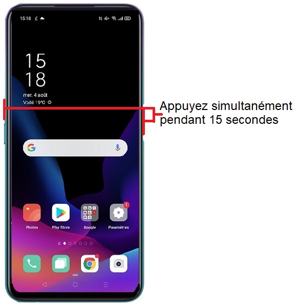 Forcer l'arrêt si le OPPO A72 est bloqué