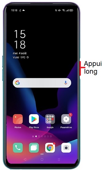 Comment éteindre le OPPO A72 ?