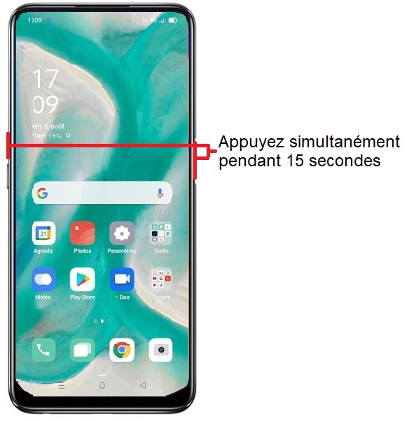 Forcer l'arrêt si le OPPO A74 4G est bloqué