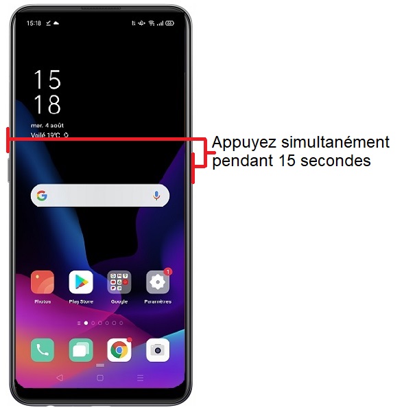 Forcer l'arrêt si le OPPO A94 est bloqué