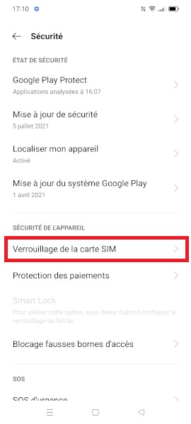 Modifier le code PIN de la SIM sur OPPO Find X3 lite
