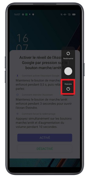 Comment éteindre le OPPO Find X2 Lite ?