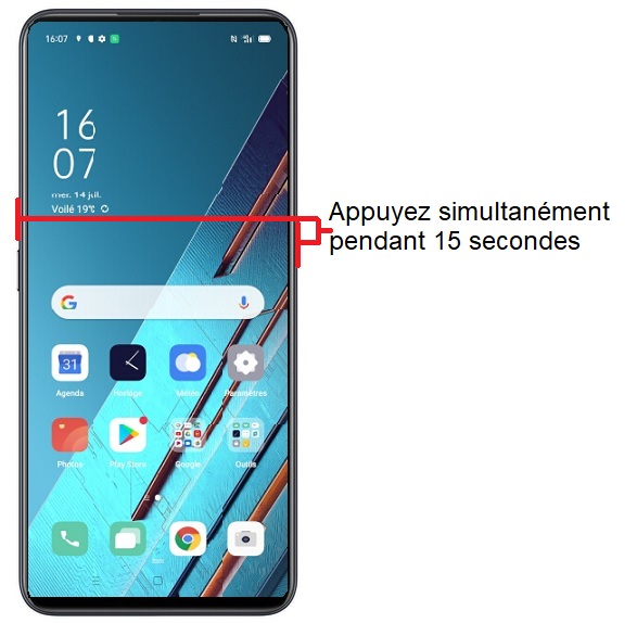 Forcer l'arrêt si le OPPO Find X2 Lite est bloqué