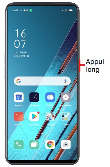 Comment éteindre le OPPO Find X2 Lite ?