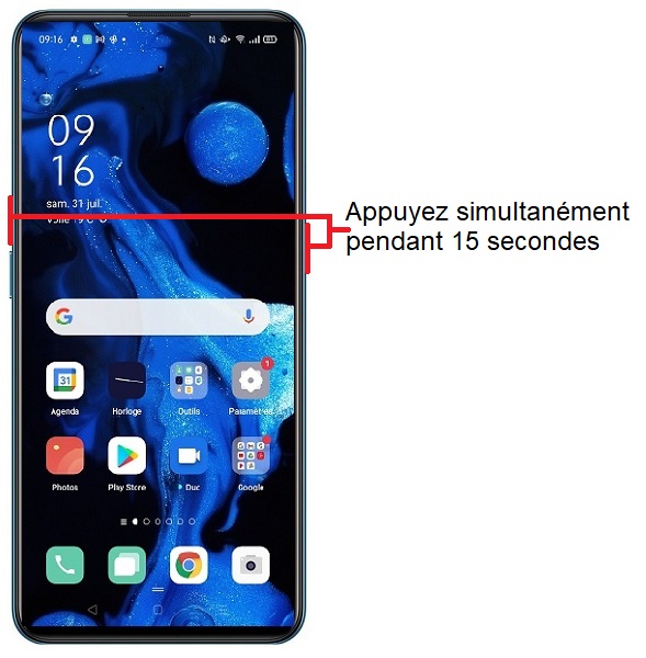 Forcer l'arrêt si le OPPO Reno 4 Pro est bloqué