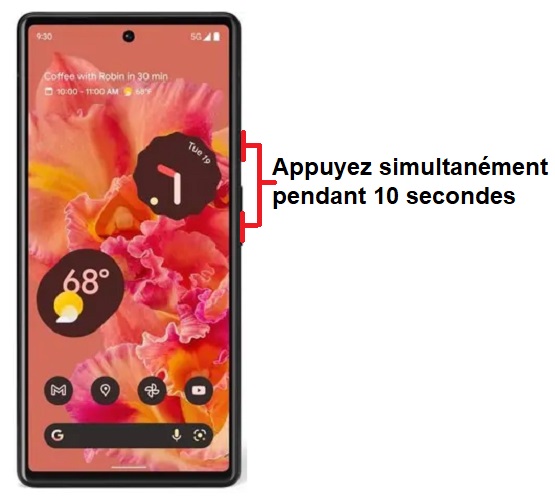 Forcer l'arrêt si le Google Pixel 5a est bloqué