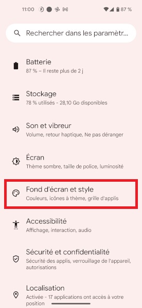 Changer le fond d’écran