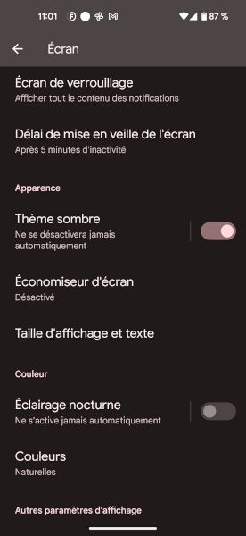 Activer le mode sombre