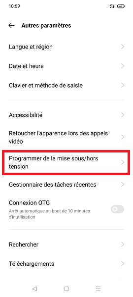 Activer l'allumage et l'extinction programmés sur Oppo
