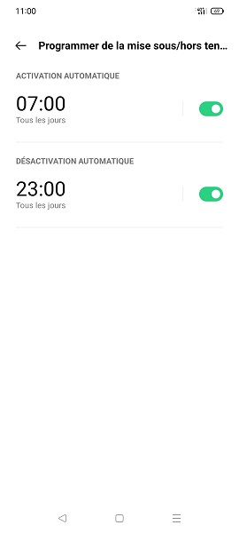 Activer l'allumage et l'extinction programmés sur Oppo