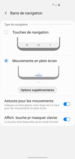 Activer la navigation par gestes