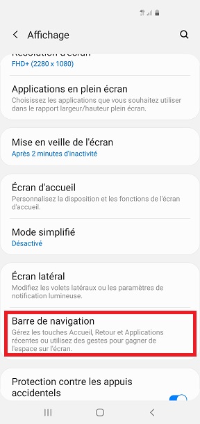 Activer la navigation par gestes