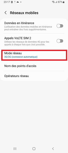 Activer la 4G ou 5G