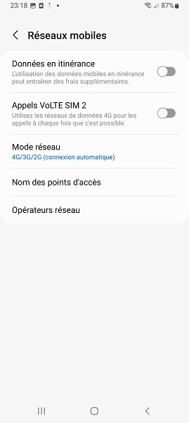 Activer la 4G ou 5G