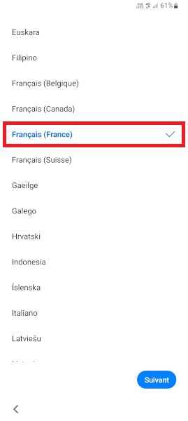 Choisir la langue et le pays