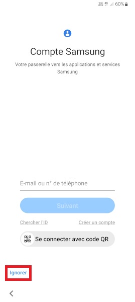 Configurer un compte Samsung