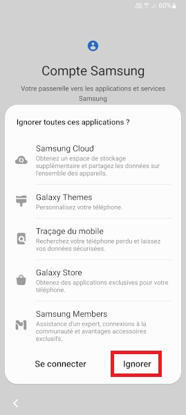 Configurer un compte Samsung