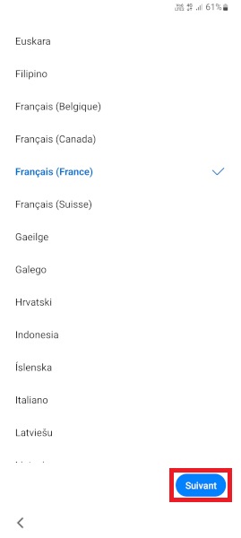 Choisir la langue et le pays
