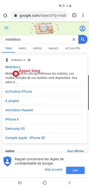 Copier un texte sur Android