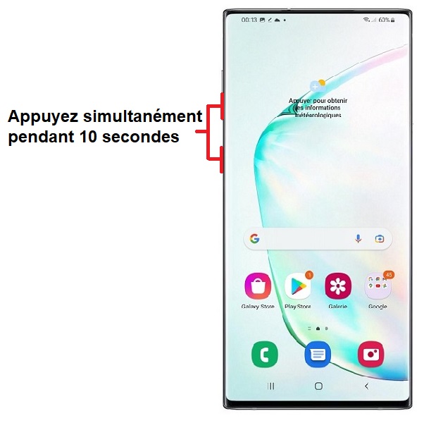 Forcer l'arrêt si le Samsung Note 10 est bloqué