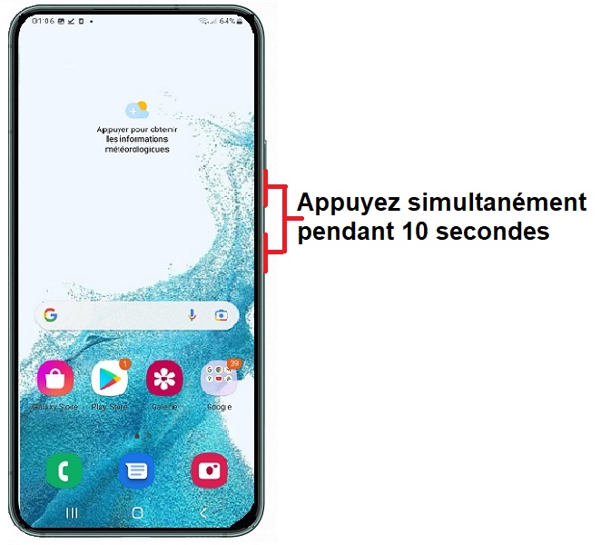 Forcer l'arrêt si le Samsung Galaxy S22 est bloqué